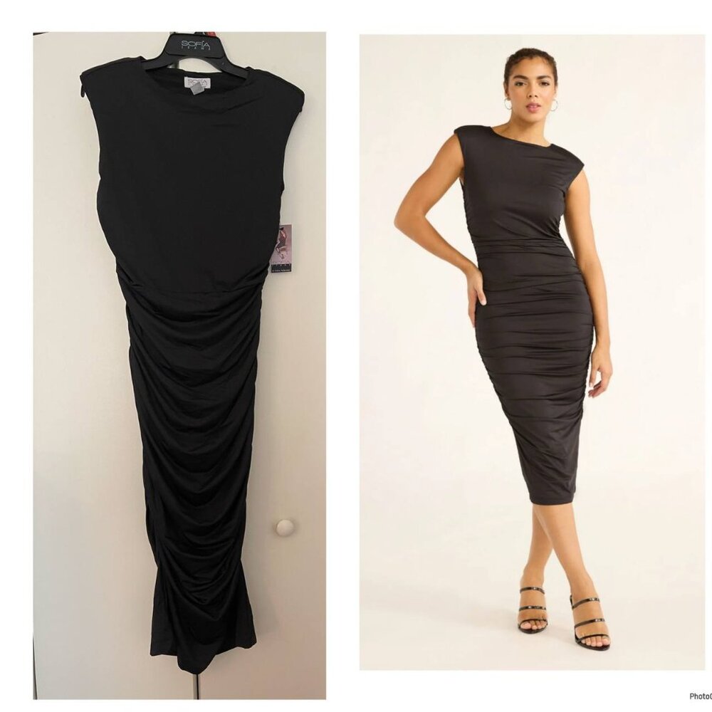 NWT Sofia Jeans Women's Sleeveless Open Back Midi Dress, Size M